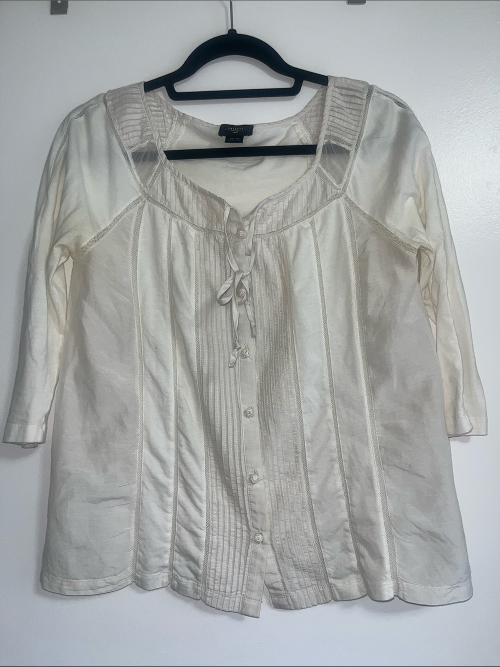 Deletta Anthropologie off white boho peasant top